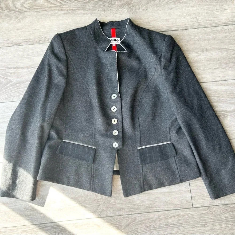 Vintage Tullo Stand Collar Wool Blazer Made  in Germany - Picture 4 of 15